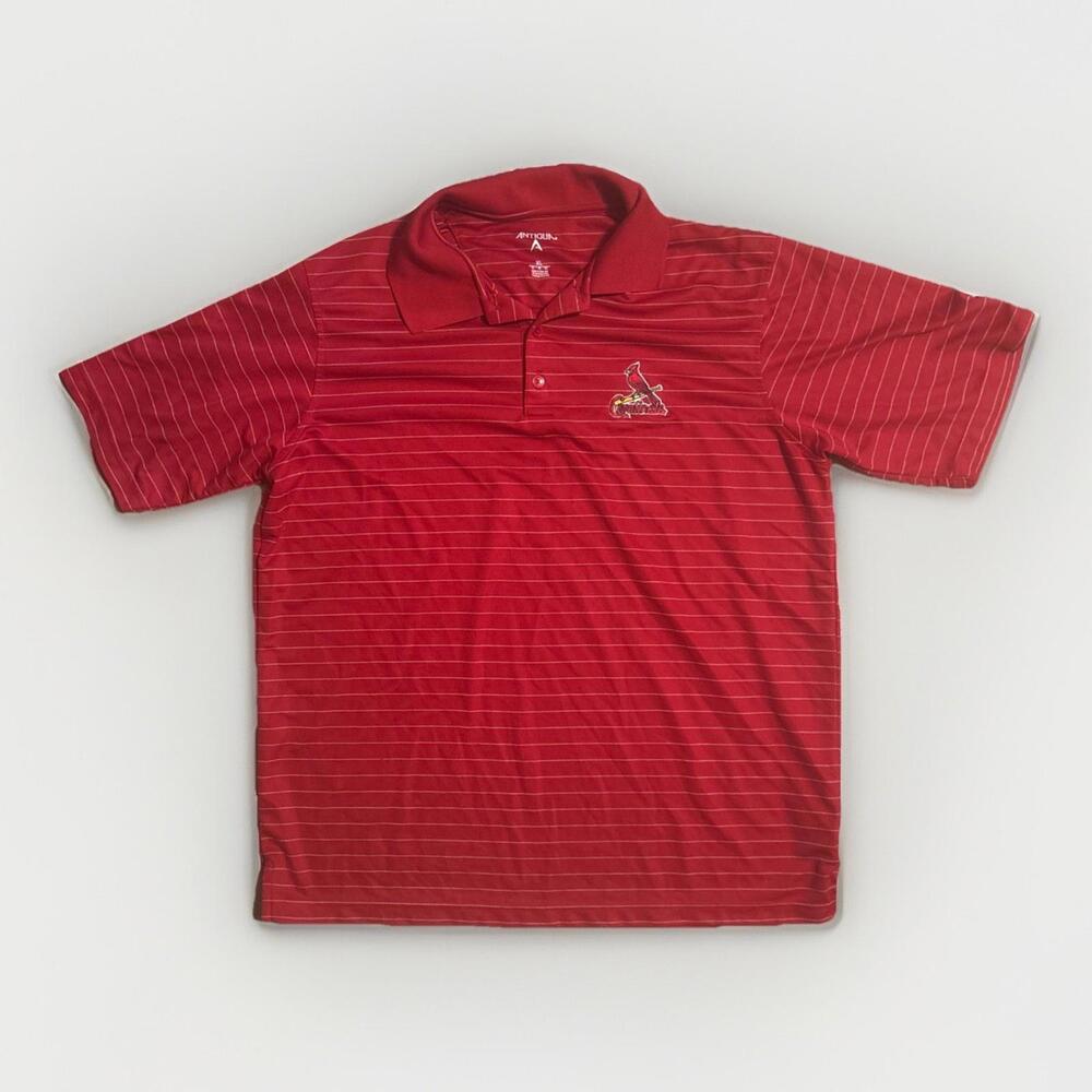 Antigua St. Louis Cardinals Polo Shirt Men’s XL Red Dark Red Stripes Cotton VTG